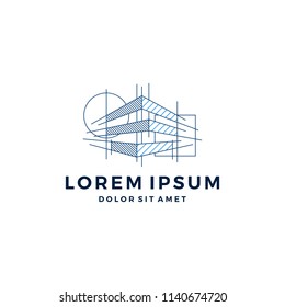 construcción arquitectónico logotipo de dibujo vector