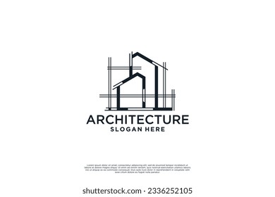 Building architect construction drawing logo vector