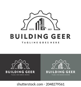 Building Architect construction logo gear vector illustration design