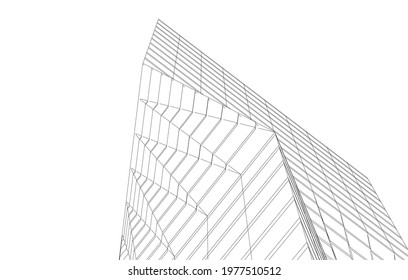 Building architectural drawing 3d view