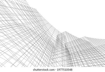 Building architectural drawing 3d view
