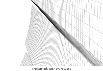 Building architectural drawing 3d view