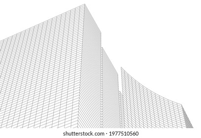 Building architectural drawing 3d view