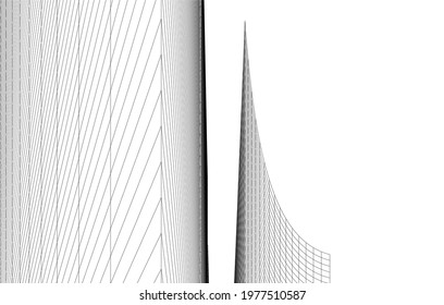 Building architectural drawing 3d view