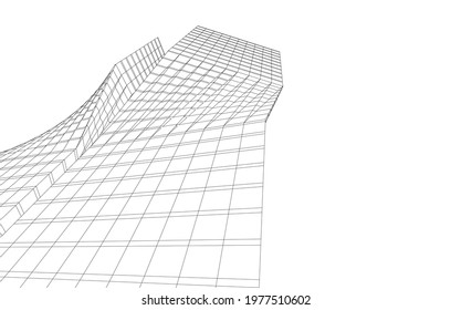 Building architectural drawing 3d view