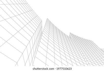 Building architectural drawing 3d view