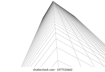 Building architectural drawing 3d view