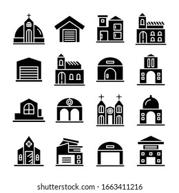 building and architectural icons set vector