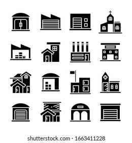 building and architectural icons set vector