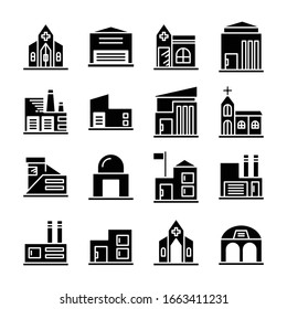 building and architectural icons set vector