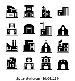Vektorillustration von Gebäudesymbolen und Architektursymbolen