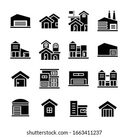 building and architectural icons set vector