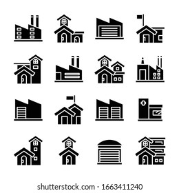 building and architectural icons set vector