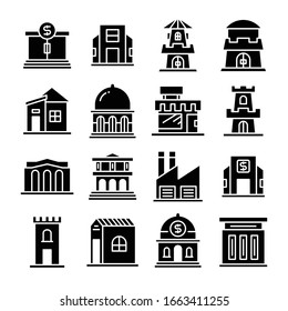 building and architectural icons set vector