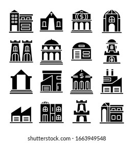 conjunto de iconos de construcción y arquitectura vectorial