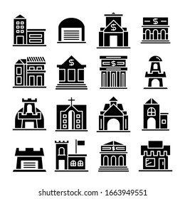 conjunto de iconos de construcción y arquitectura vectorial