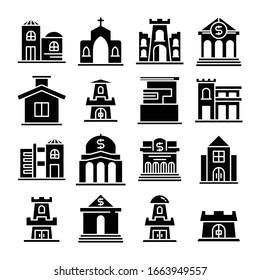 building and architectural icons set vector