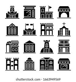 building and architectural icons set vector