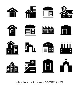 building and architectural icons set vector