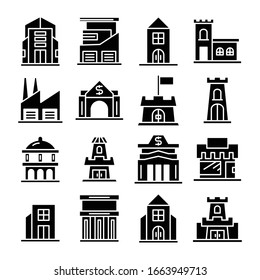 building and architectural icons set vector