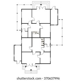 Building architectural plan of the house. Blueprint vector background. Vector technical construction project