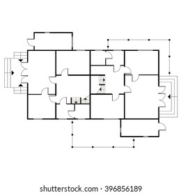 Building architectural plan of the house. Blueprint vector background