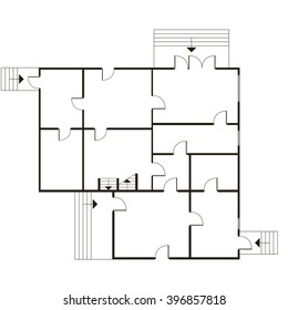 Building architectural plan of the house. Blueprint vector background