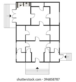 Building architectural plan of the house. Blueprint vector background