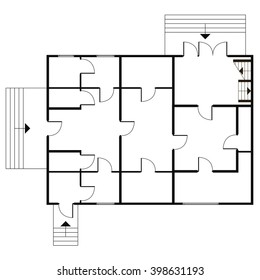 Building architectural plan of the house. Blueprint vector background. Vector technical construction project