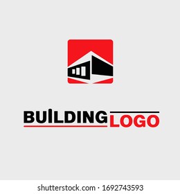 Building architecture abstract logo design with red and black color. Building logo for industry.