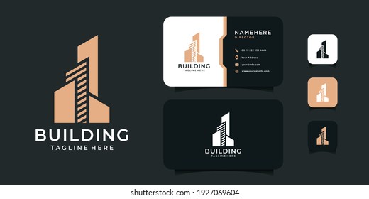 Building architecture apartment logo and business card design vector inspiration template. Logo can be used for icon, brand, identity, construction, real estate, luxury, and business company