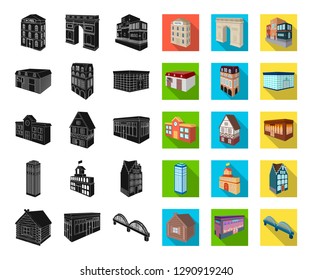 Building and architecture black,flat icons in set collection for design.The building and dwelling vector isometric symbol stock web illustration.