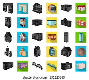 Building and architecture black,flat icons in set collection for design.The building and dwelling vector isometric symbol stock web illustration.