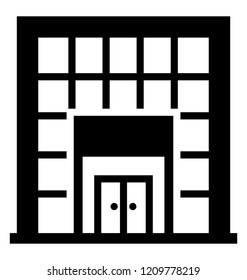 
Building architecture with a board, mall icon vector 
