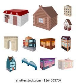 Building and architecture cartoon icons in set collection for design.The building and dwelling vector isometric symbol stock web illustration.