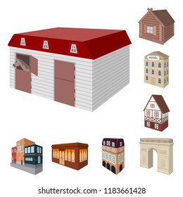 Building and architecture cartoon icons in set collection for design.The building and dwelling vector isometric symbol stock web illustration.