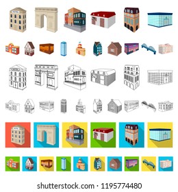 Building and architecture cartoon icons in set collection for design.The building and dwelling vector isometric symbol stock web illustration.