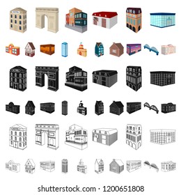 Building and architecture cartoon icons in set collection for design.The building and dwelling vector isometric symbol stock web illustration.