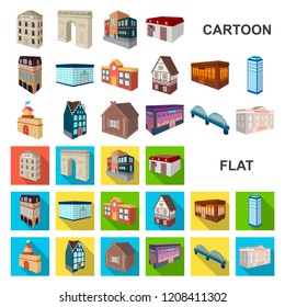 Building and architecture cartoon icons in set collection for design.The building and dwelling vector isometric symbol stock web illustration.