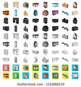 Building and architecture cartoon icons in set collection for design.The building and dwelling vector isometric symbol stock web illustration.