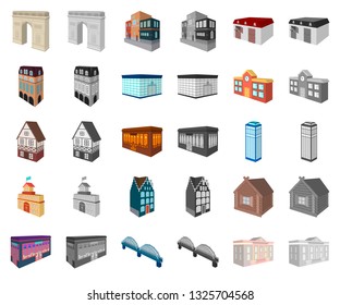 Building and architecture cartoon,monochrom icons in set collection for design.The building and dwelling vector isometric symbol stock web illustration.