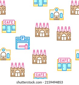 Construcción del Vector de Colección de Arquitectura Ilustración de líneas de color sin problemas
