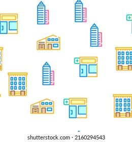 Kollektion von Gebäudearchitektur, Vektorgrafik - Illustration nahtloser Muster-Farblinien