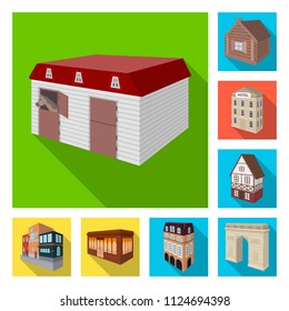 Building and architecture flat icons in set collection for design.The building and dwelling vector isometric symbol stock web illustration.