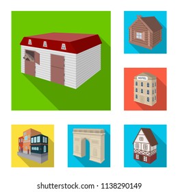 Building and architecture flat icons in set collection for design.The building and dwelling vector isometric symbol stock web illustration.
