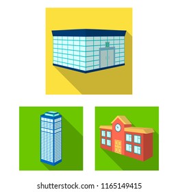 Building and architecture flat icons in set collection for design.The building and dwelling vector isometric symbol stock web illustration.