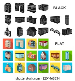 Building and architecture flat icons in set collection for design.The building and dwelling vector isometric symbol stock web illustration.