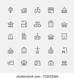 building architecture line icons vector illustration flat design