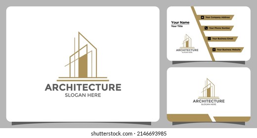 Building architecture logo design with abstract structure logo design and business card branding