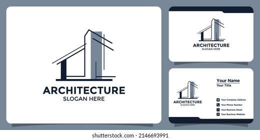 Building architecture logo design with abstract structure logo design and business card branding